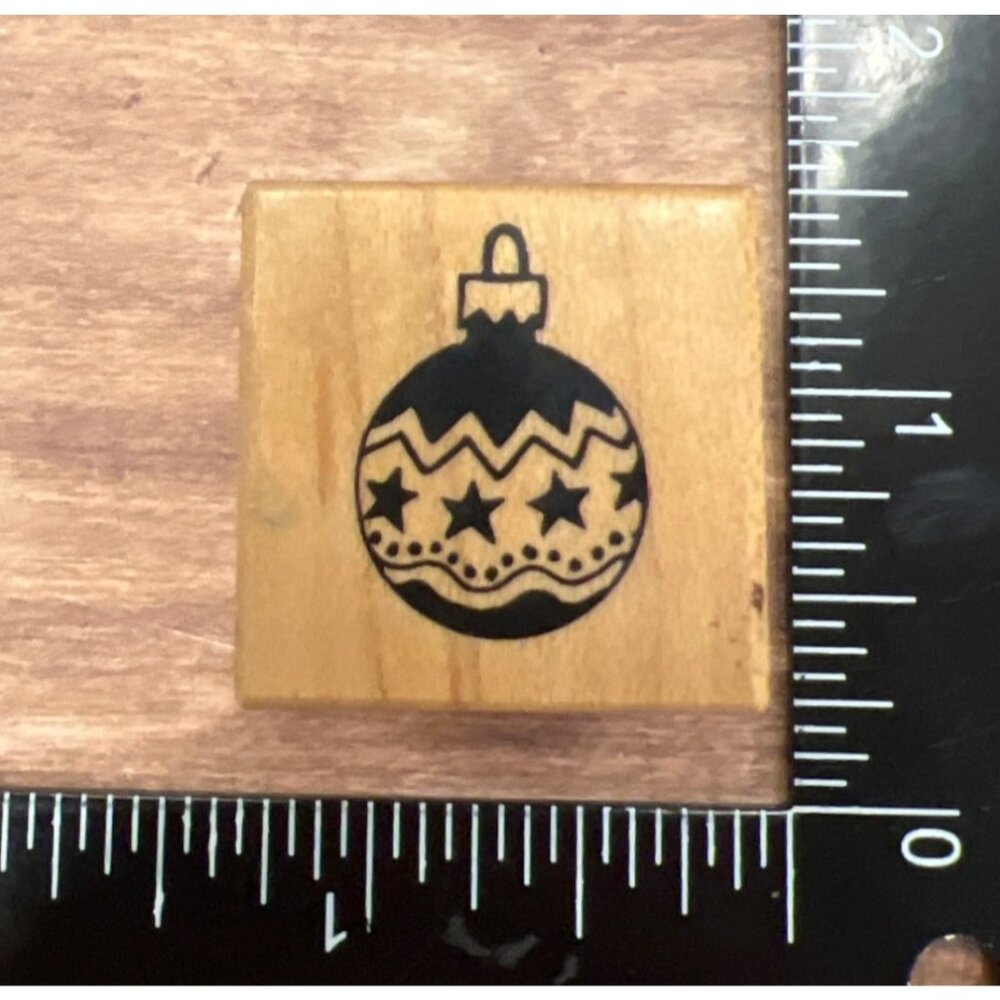 Mini Wood mounted Rubber Stamp With Ornament Design By PSX A-974 holiday